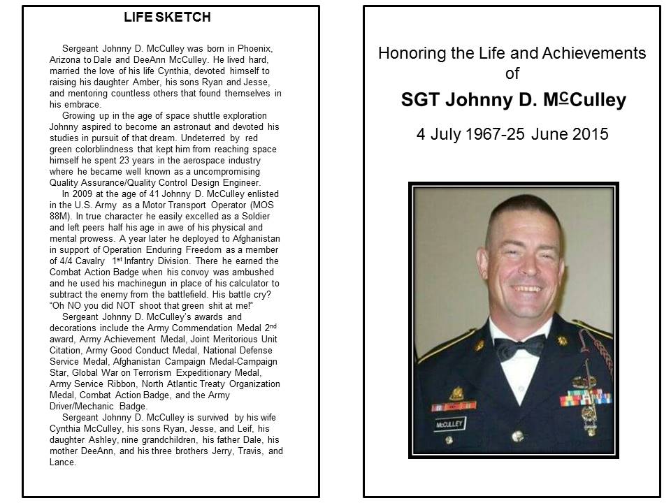 Life sketch of SGT Johnny D. McCulley